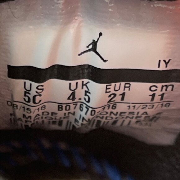 Jordan Toddler White Black Orange Air Retro 4 High Top Sneakers 5C - Picture 7 of 8